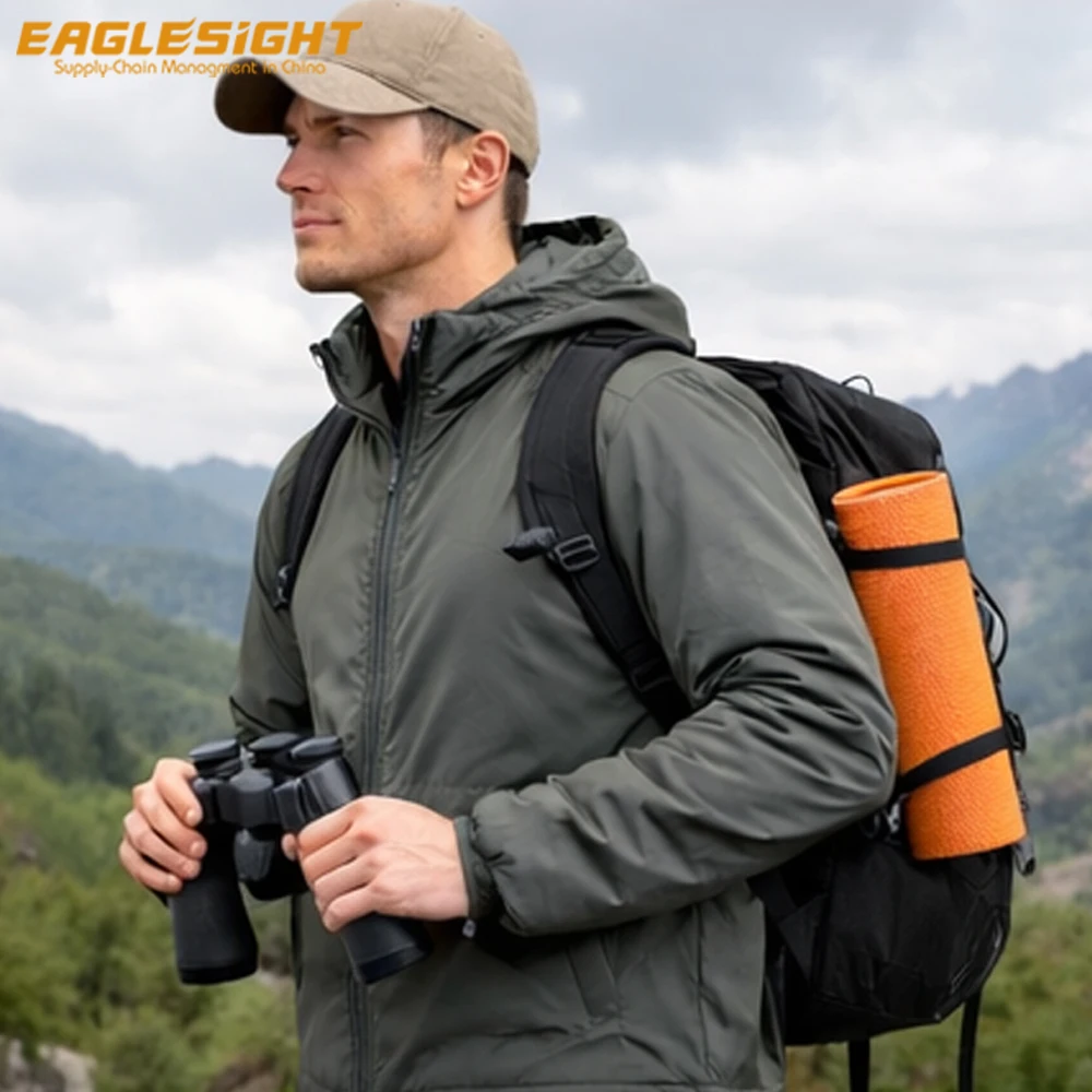 Men's Merino Wool Insulated Jacket Lightweight 20D Nylon Outdoor Thermal Coat 120g Wool Blend Filling Warm Hiking Jacket