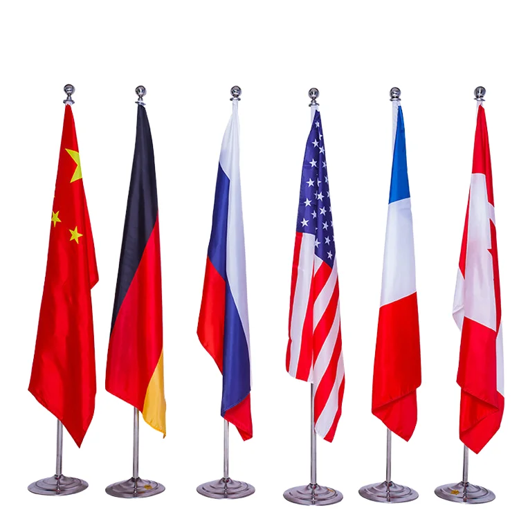 1.6-3m Indoor Retractable Eco-Friendly Custom Color Floor-Standing Pennant Flagpole Office Conference Room Decoration Polyester