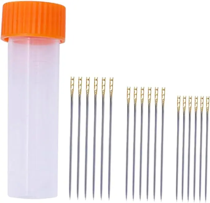 18pcs Self Threading Household Sewing Needles Easy to Thread Double Hole DIY Tools Elderly Friendly for Handmade