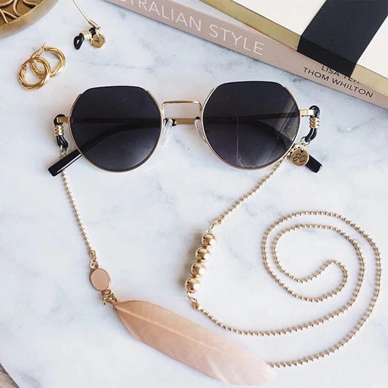 2024 Newest Fashion Feather Eyeglasses Parts Chain Metal Eyeglasses Parts Ladies Eye Eyeglasses Parts