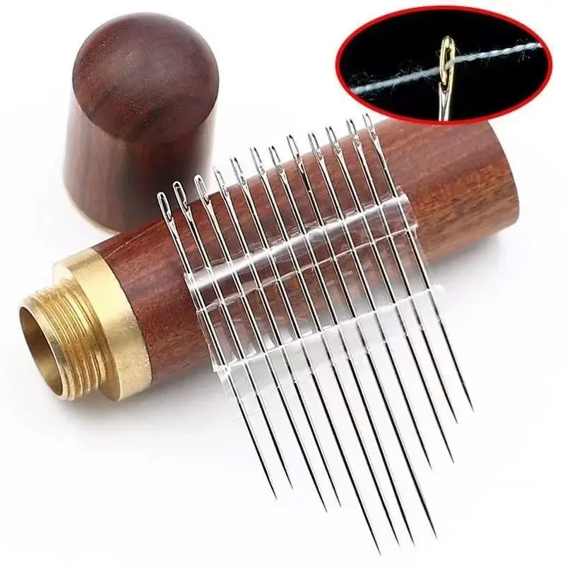 Set 30pcs Stainless Steel Blind Sewing Needles Box Elderly Big Hole Self Threading Needles DIY Hand Sewing Embroidery OEM