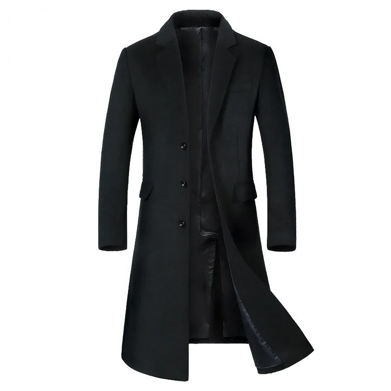 High Quality Men's Winter Warm Wool Jacket Long Overcoat Streetwear Parka for Autumn Mens Clothing