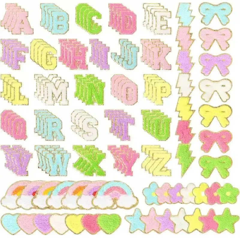 Alphabet Patch 5.5cm Letter Patches, Letter Chenille Patch,  Wholesale Lightning Bow Embroidered Patches for DIY Clothing