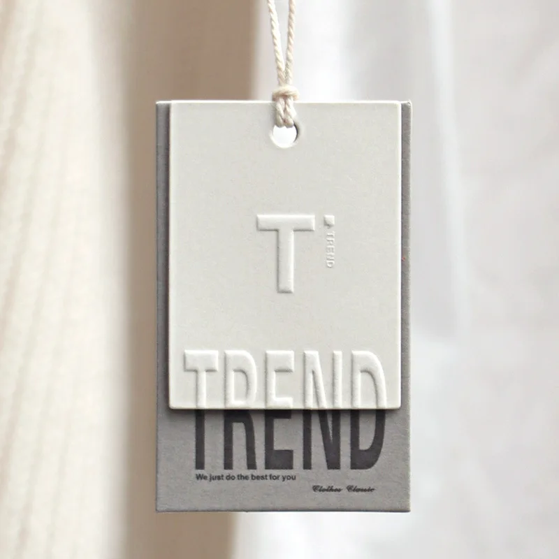 Hot Double-Layered Custom Design Printed Logo Paper Labels Luxury Garment Clothing Hang Tags for Clothes