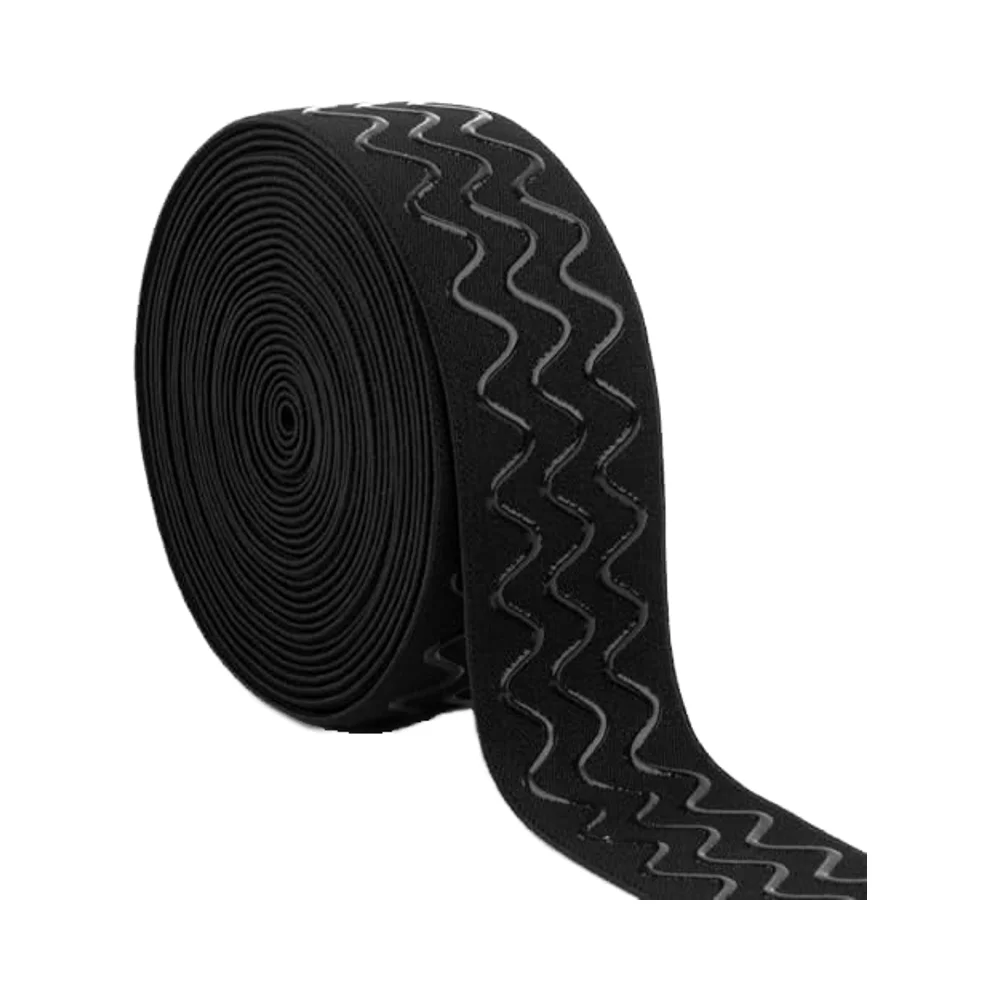 1.5 Inch Black Silicone Gripper Tape Non-Slip Elastic Band for Clothing Garment Sewing Project Wig Hook Loop Tapes