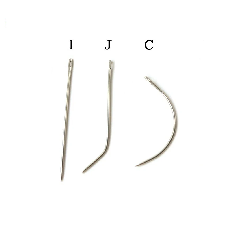 Steel Knitting Needle Embroidery Needles Bent Tip Large-Eye Sewing Needles for Hair Extension  Canvas Repair