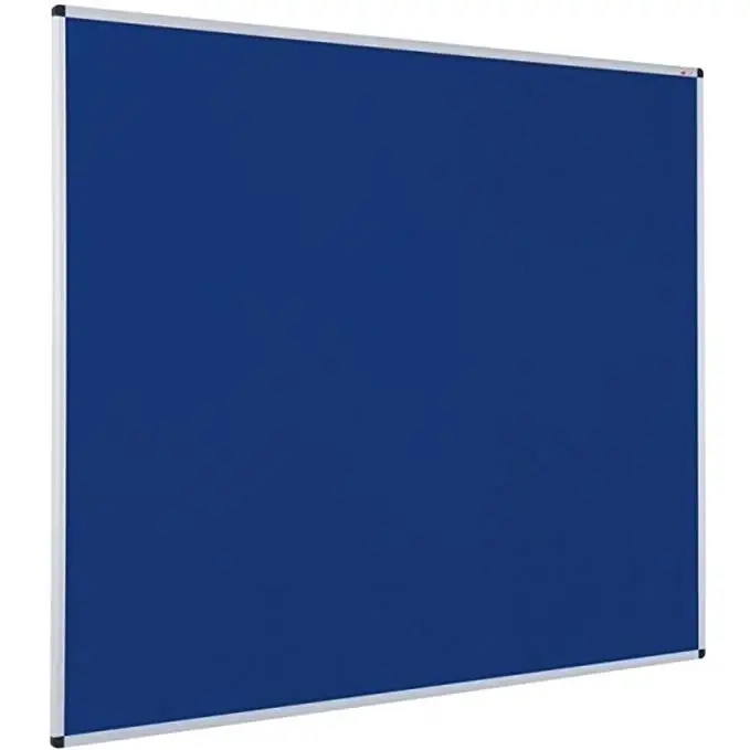 ZHONGJIA Blue Fabric Bulletin Board with Aluminum Frame and Felt Pins Non-Magnetic for Classroom Use GBB-005