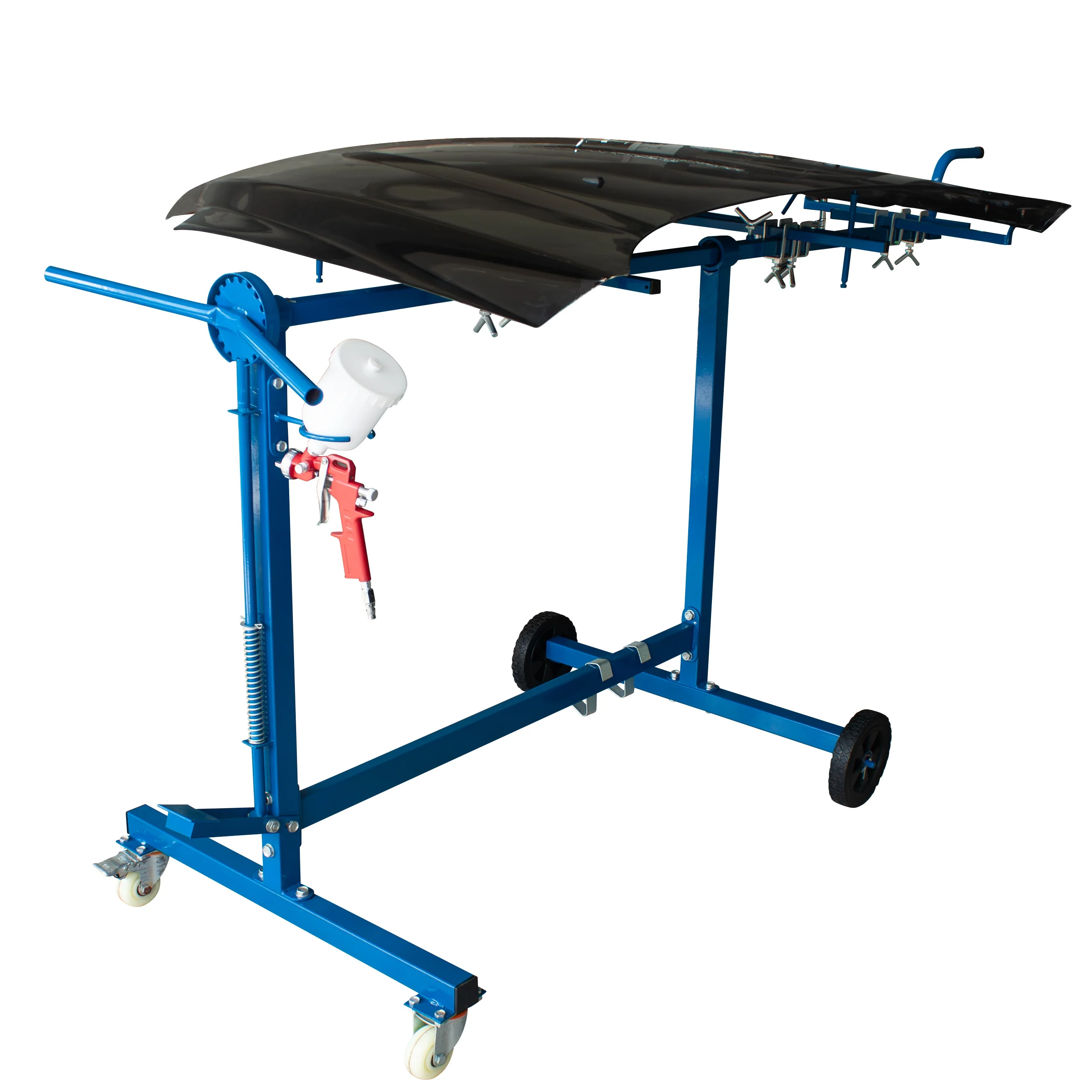 Multi-Functional Iron Auto Body Paint Panel Stand 360 Rotation Adjustable Arms 150-220kg Load Capacity for Doors Hoods Bumpers