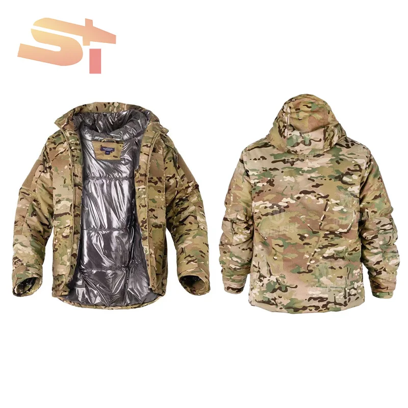 SIKE Winter Heat-reflective Tactical Cotton Jacket for Men, Outdoor Hooded, Warm, Windproof, and Waterproof Camouflage Coat