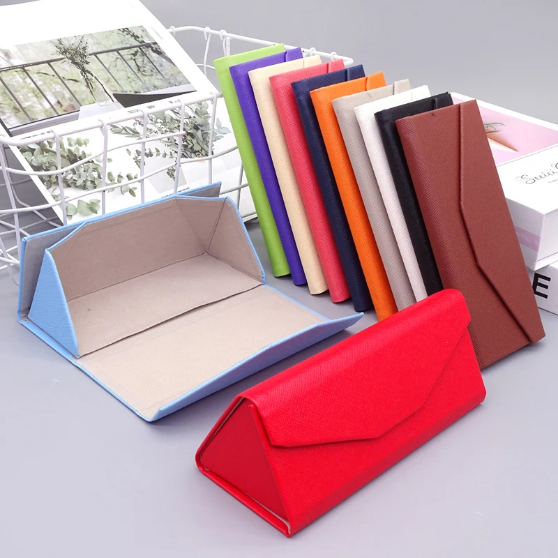 CustomizedspectaclecaseWholesale of New Portable Pu Leather GlassesCases Glasses and Sunglasses Foldable Triangular GlassesCases