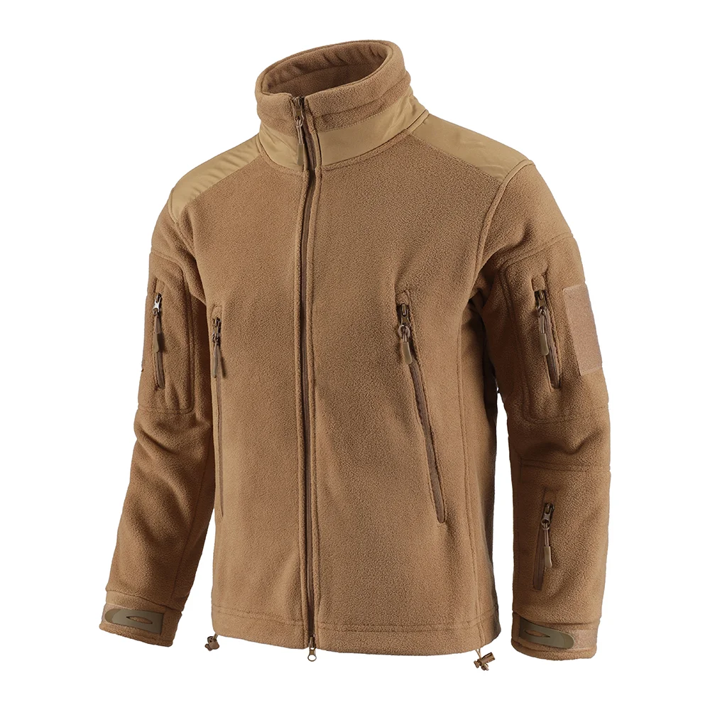 Khaki Stock Wholesale Men's Outdoor Tactical Fleece Jacket Fleece Winter Coat for Hiking Traveling Hunting Jacket