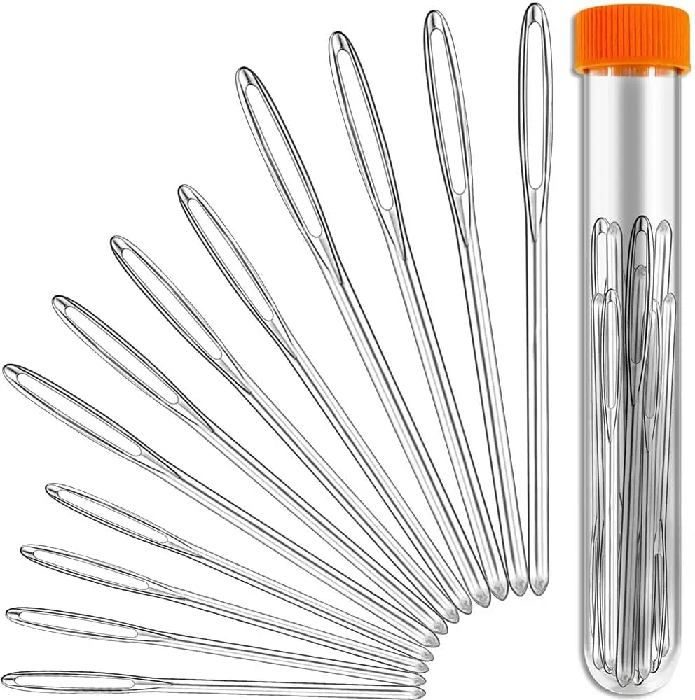 12 PCS Large-Eye Blunt Sewing Needles, Stainless Steel Yarn Knitting Needles for Finishing Off Crochet Projects