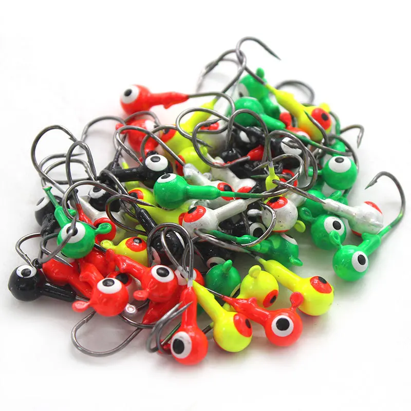1/32oz,1/16oz,1/8oz,3/16oz,1/4oz,3/8oz,1/2oz Fishing Crappie Jig Heads Hook Double Eye Ball Heads Durable Hooks for Bass Trout