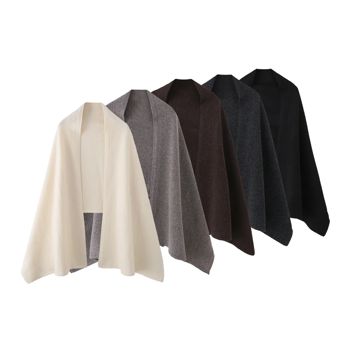 ZEVITY 2026  Winter New Fashion Solid Color Simple Versatile Basic Cashmere Scarf  Female Warm Shawl Cardigan Wool Knitted Cape