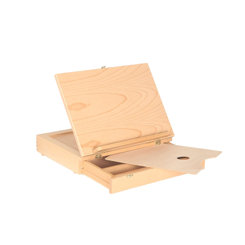 Yue Painting Material Beech Wood Multifunctional Portable Painting Box Watercolor Sketch Toolbox Drawer Card Holder Note Holder