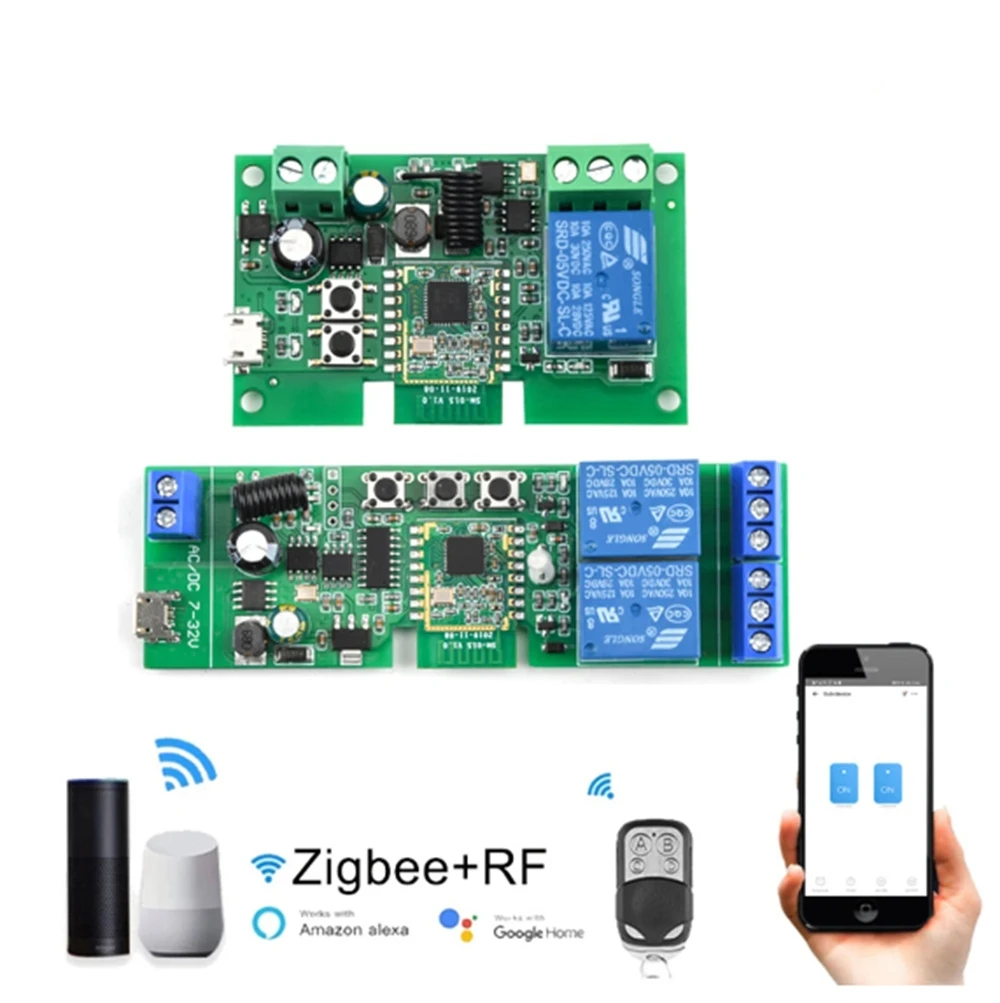 Zigbee eWelink Smart Relay Switch Module 1-4 Channel AC/DC 7-32V USB RF/APP Wireless Remote Control Smart Home Work With Alexa