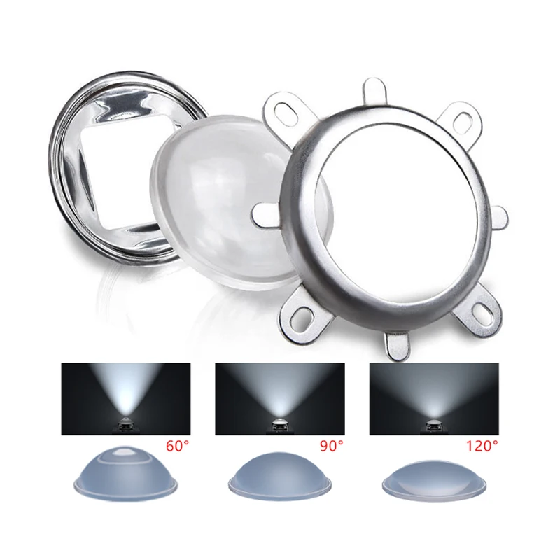 1 Set 44mm LED Optical Lens 60 90 120 Degree Reflective Collimator Fixed Bracket 20W 30W 50W 100W COB Chip High Power