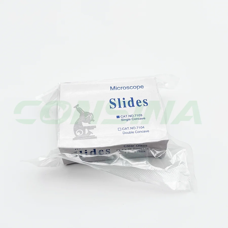 1-1.2mm Thickness 7103 7104 Slides Microscope Glass Single Depression One Well Concavity Slides Concave Cavity Microscope Slides