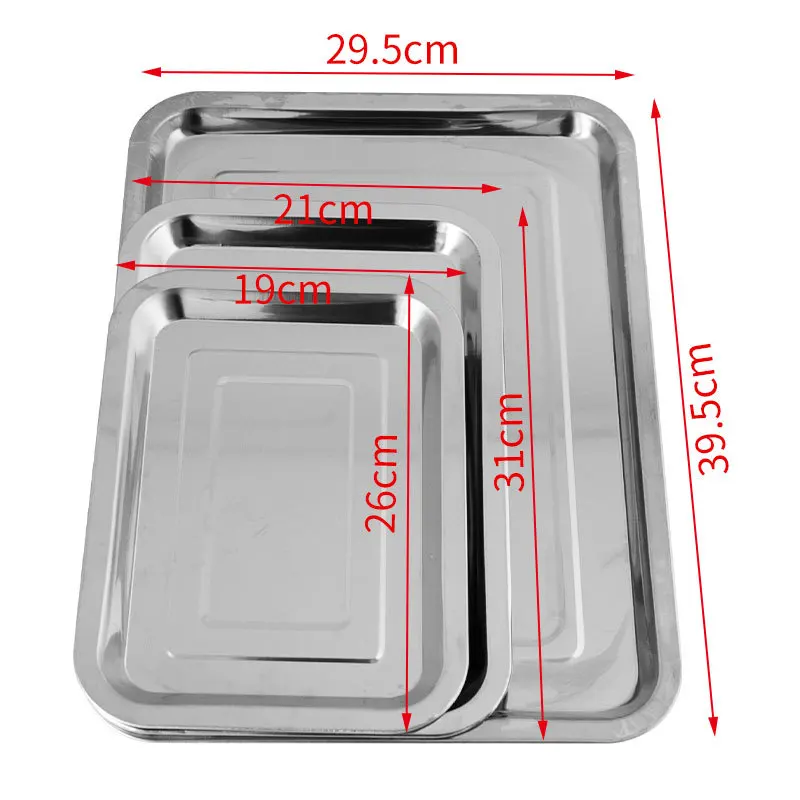 Zhongte Stainless Steel Rectangular Roasting Pan 39.5x29.5cm Set For Barbecue Grill And Seasoning Tray