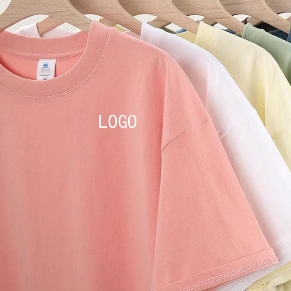 Wholesale 100% Cotton Tshirts Custom Embroidered with Logo Loose Fit Short Length Smart Casual Solid Design Blank Tshirt