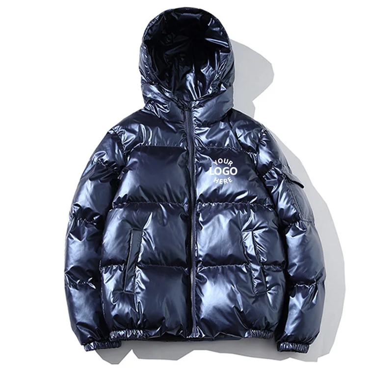 High Quality Utility Warm Hood Bubble Coat Clothes Custom Winter Shiny Puffer Jacket for Men