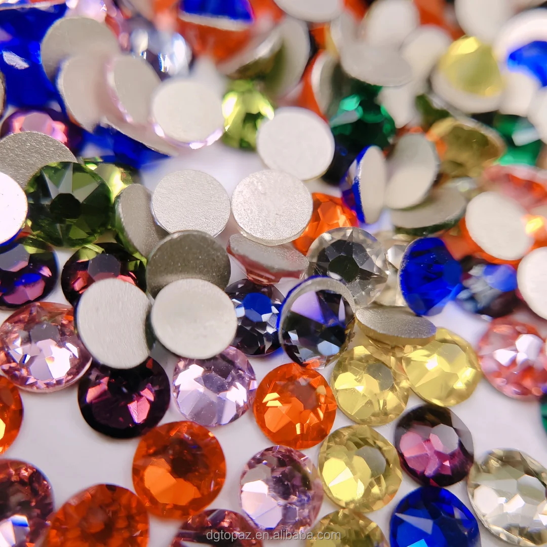 16 Facets Sparkling Flat Back Rhinestones Non Hotfix Glue on Crystal Stones for Costumes Decor