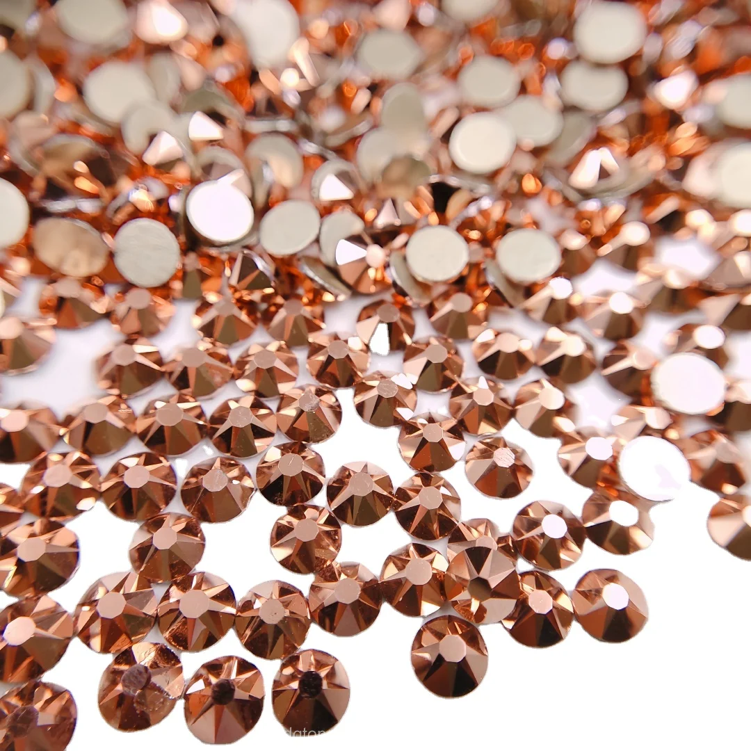 7A Rose Gold Crystal Beads Dance Dress Non Hotfix Flat Back Rhinestones for Nails Jewelry Clothing Assorted Colors Sizes