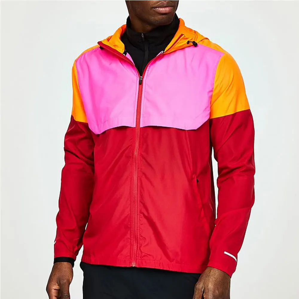 Custom Logo Athletic Windbreaker Jacket For Men Training Hooded Zip Up Quick Dry Windproof