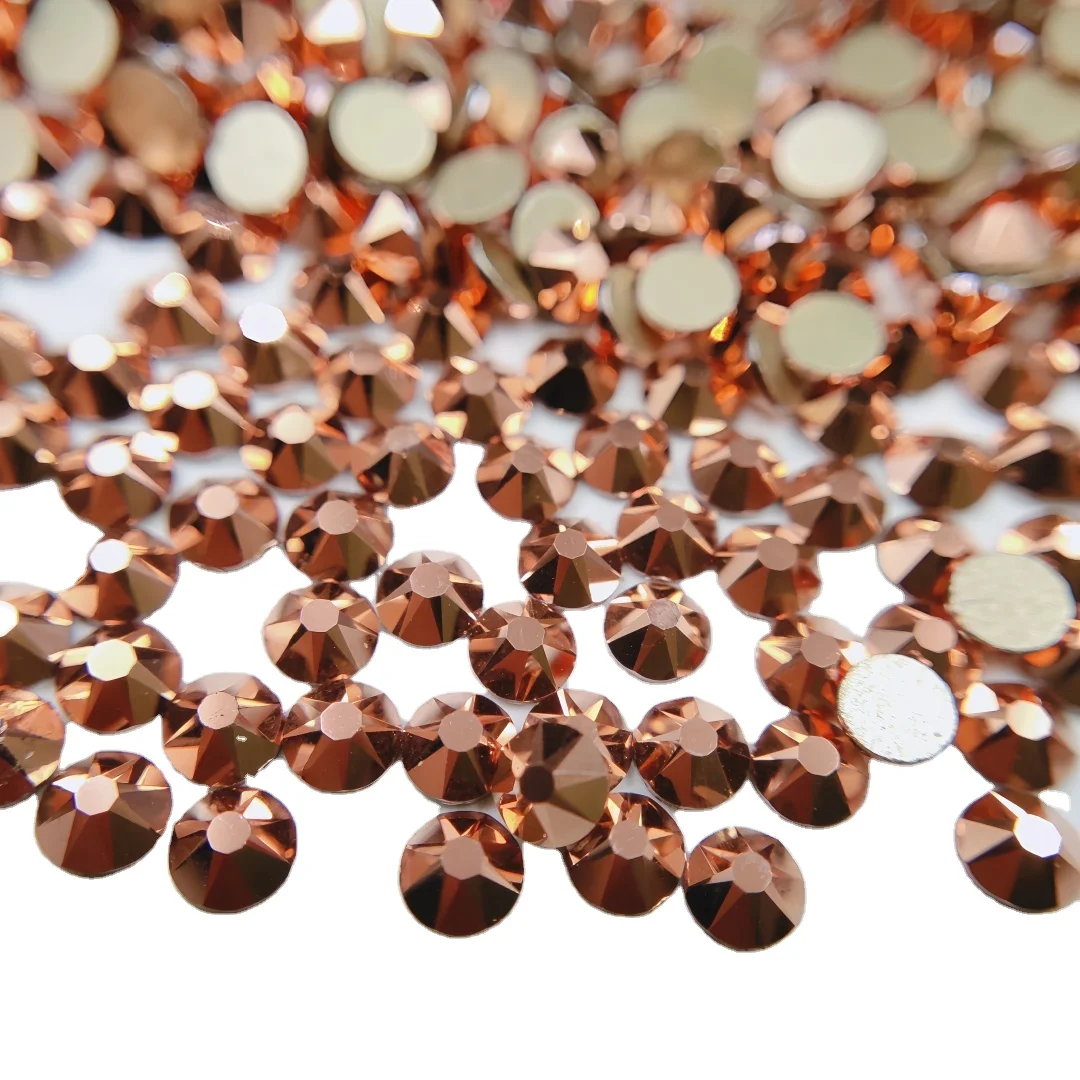 Ss16  Rose Gold High Quality Non Hotfix Rhinestones Flat Back Gems Crystal for Bridal Fashion Accessories