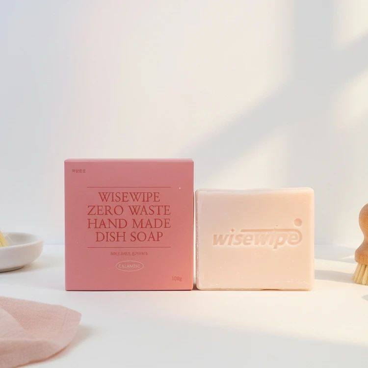 [WISEWIPE] Eco-Friendly Lemon Scented Solid Dishwashing Detergent Block Soap Bar 80% Active Ingredients for Effective Kitchen