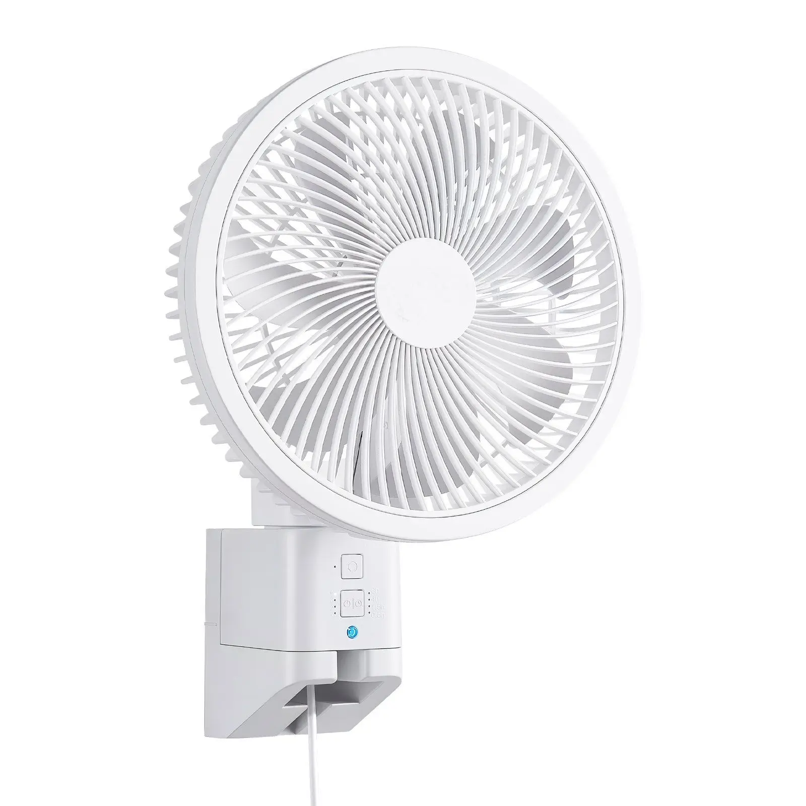 "Wall-Mounted Oscillating Fan 10 ft Airflow DC Motor 4 Speeds Remote Control Timer 8.5 In"