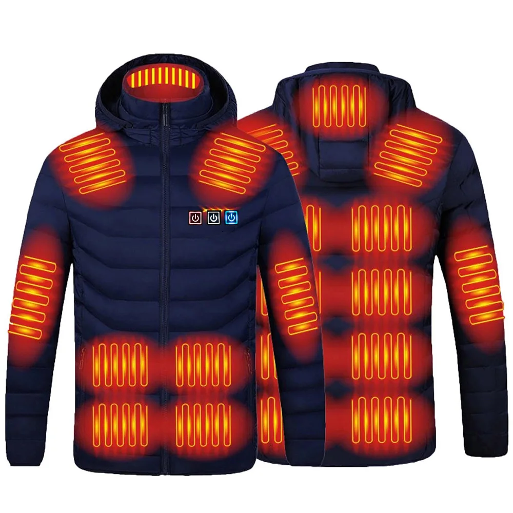 OEM Men Durable Heating Jacket Washed Heated Jacket Travel Friendly Thermal Coat USB Puffer Jacket for Snowboarding with Zipper